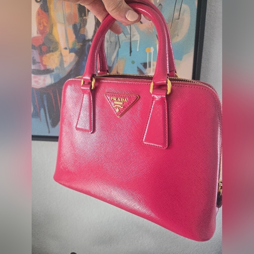 PRADA Promenade Small Saffiano Vernice Bag – Peonia Pink